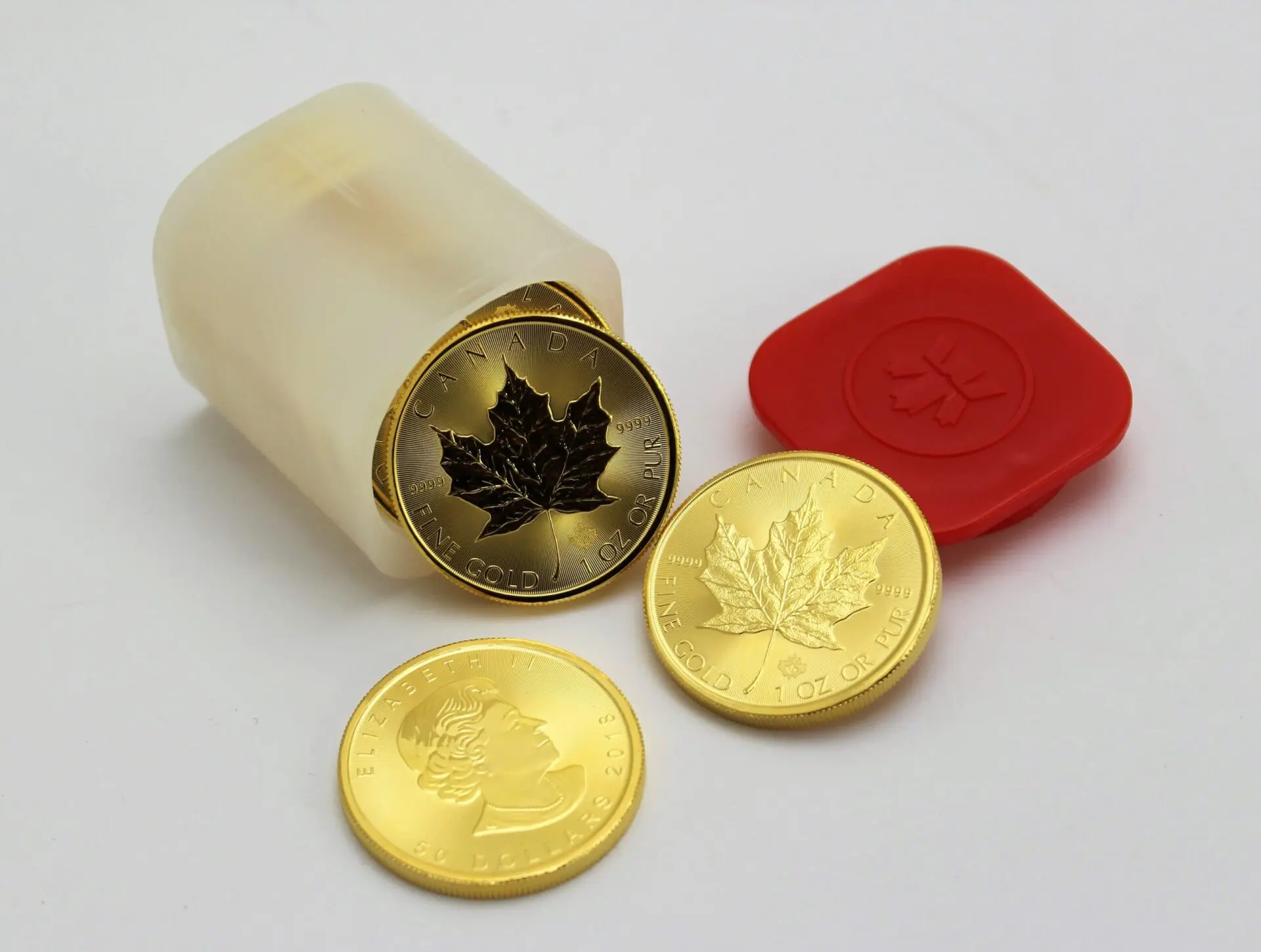 Tube 10 x Gold Maple Leaf 1oz 2024 - Edelmetallhaus Krone サンバOG ホワイト