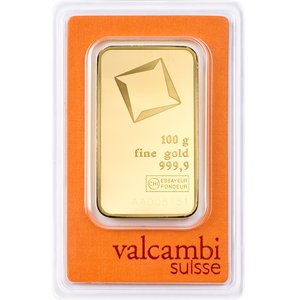 Goldbarren verkaufen Valcambi 100 g 999,9
