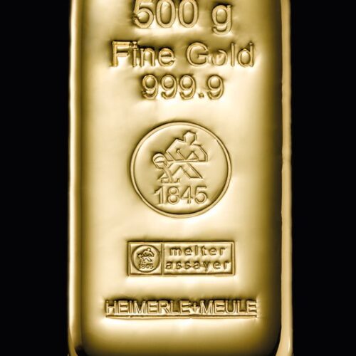 Gold Gussbarren 500 g mit 999.9 Fine Gold von Heimerle + Meule