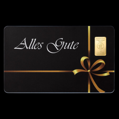 Gold Geschenkidee 1 g Goldbarren auf Geschenkkarte > Alles Gute Anlässe