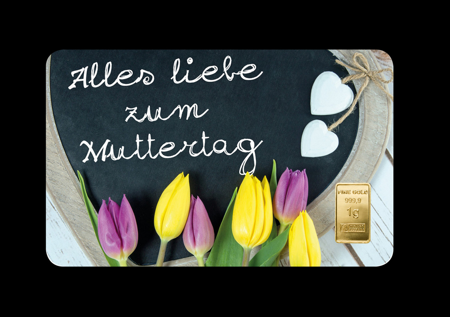 1 g Gold Geschenkidee Goldbarren auf Geschenkkarte > Alles liebe zum Muttertag